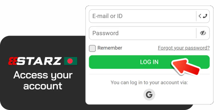 Login process at 888starz in Bangladesh
