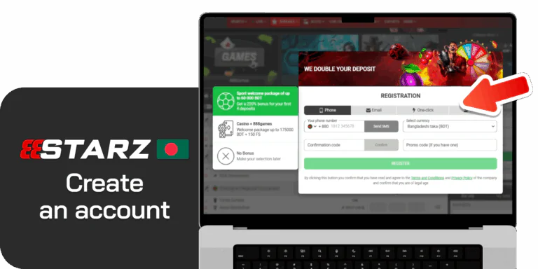 Register a new account at 888starz in Bangladesh